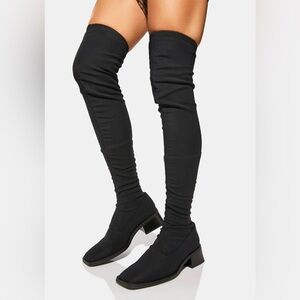 Vagabond Blanca Black Square Toe Over the Knee Boots